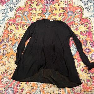 Black Long Sleeve Lucky Brand High-Low Blouse